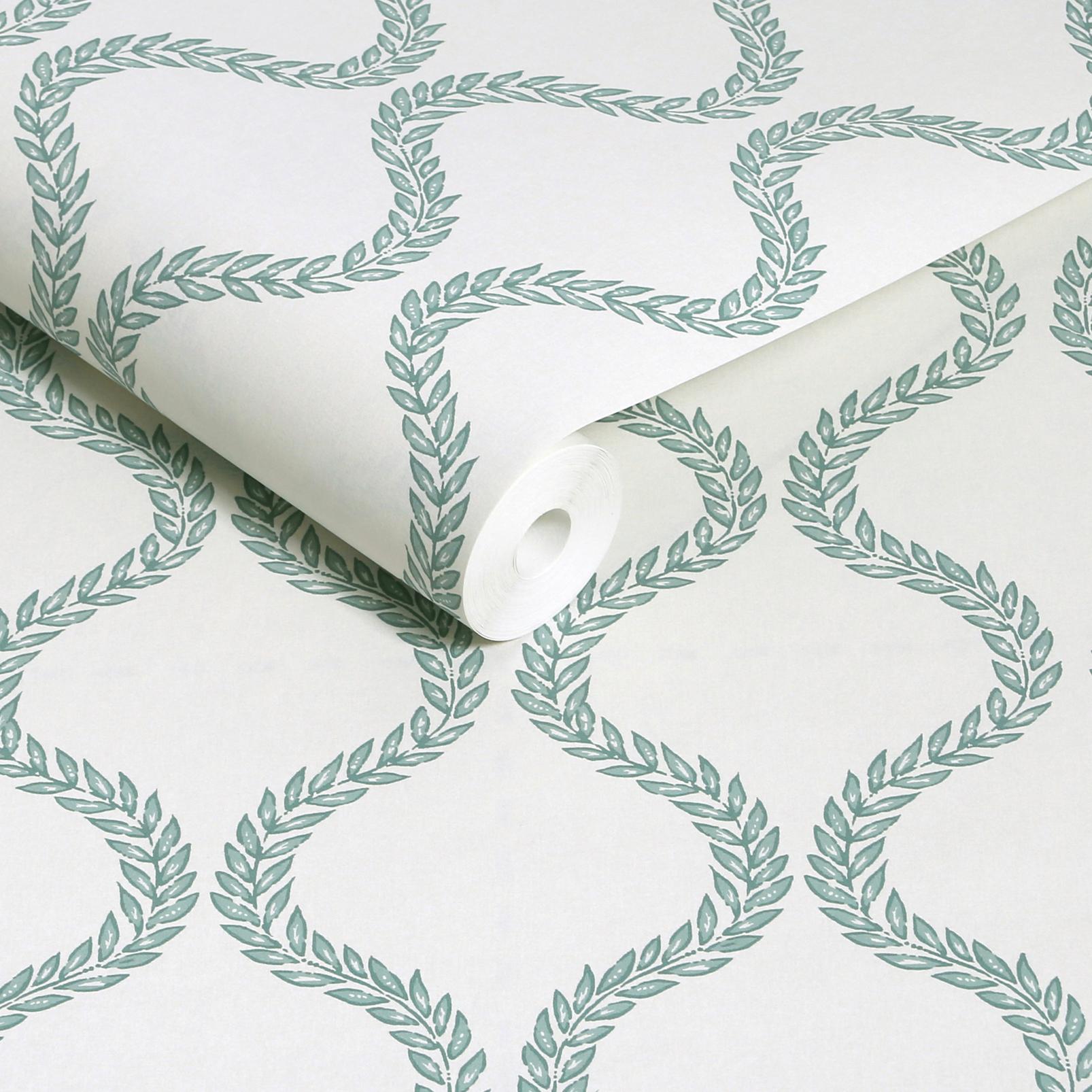 Laurel Leaf Trellis Mist Wallpaper