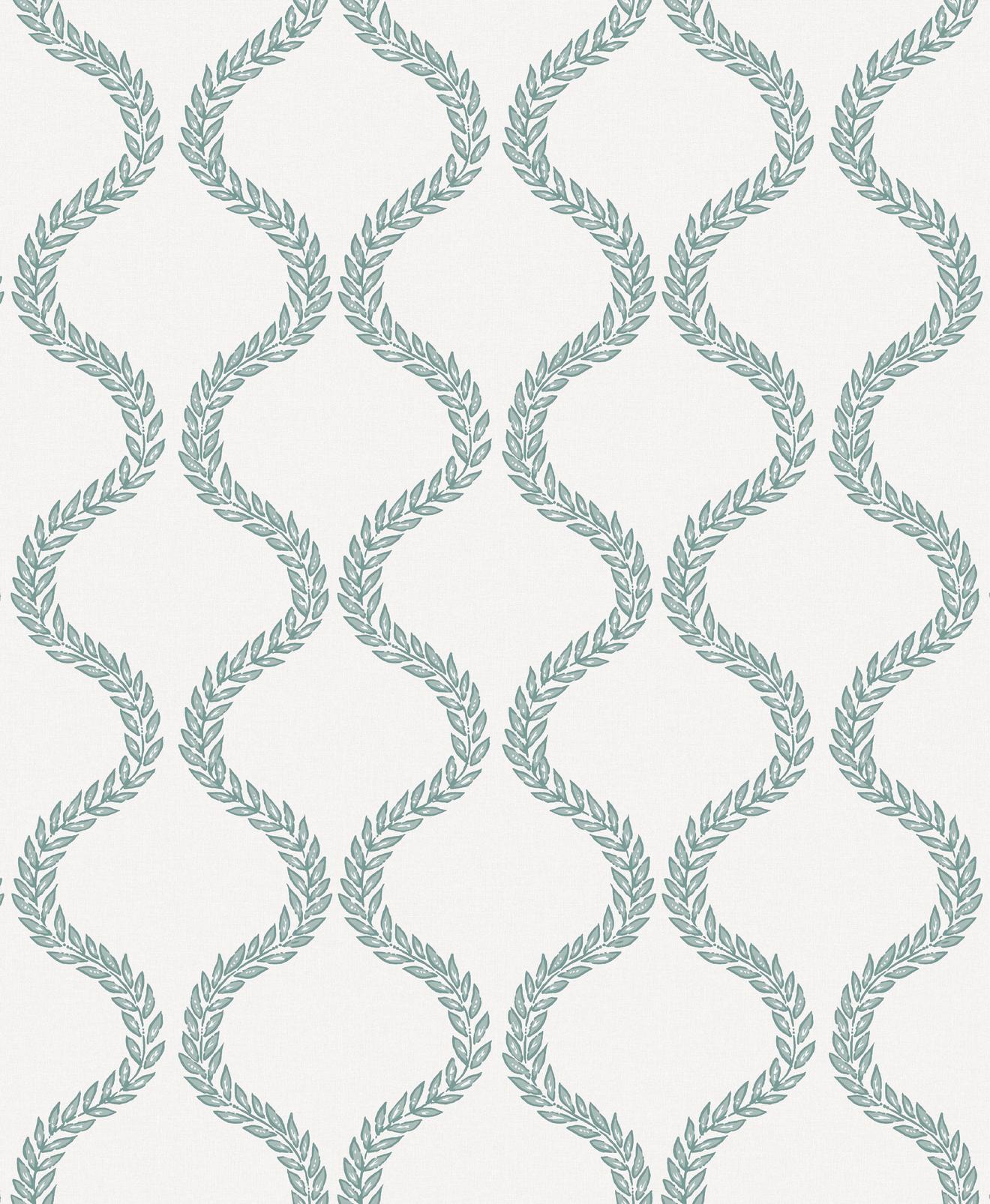 Laurel Leaf Trellis Mist Wallpaper