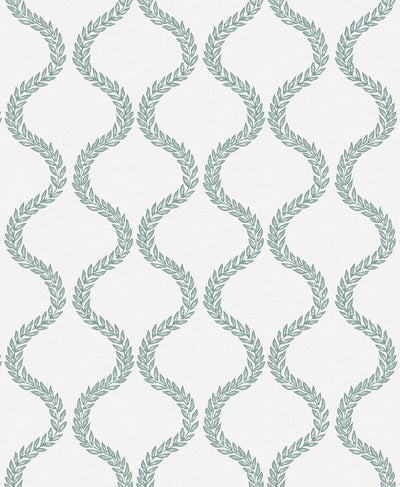 Laurel Leaf Trellis Mist Wallpaper