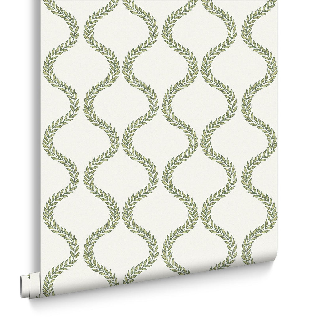 Laurel Leaf Trellis Willow Wallpaper