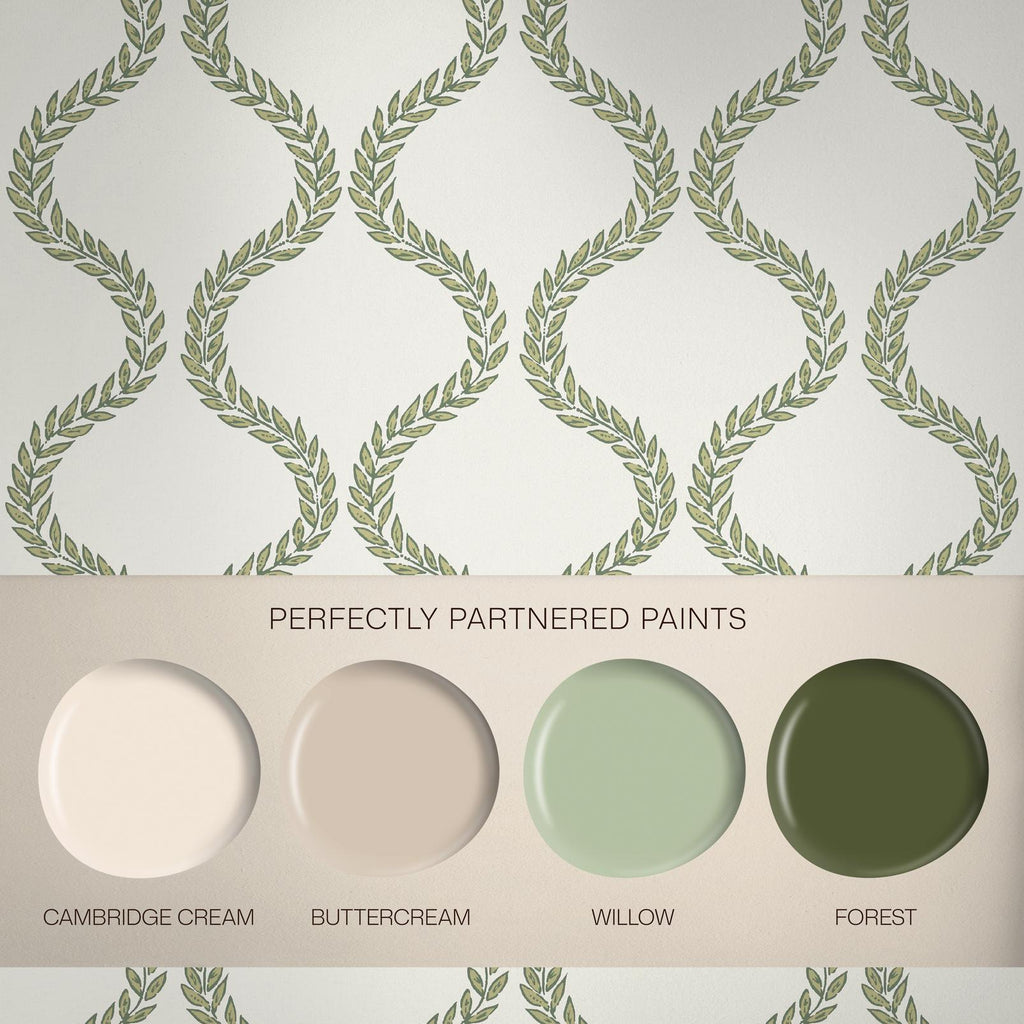 Laurel Leaf Trellis Willow Wallpaper