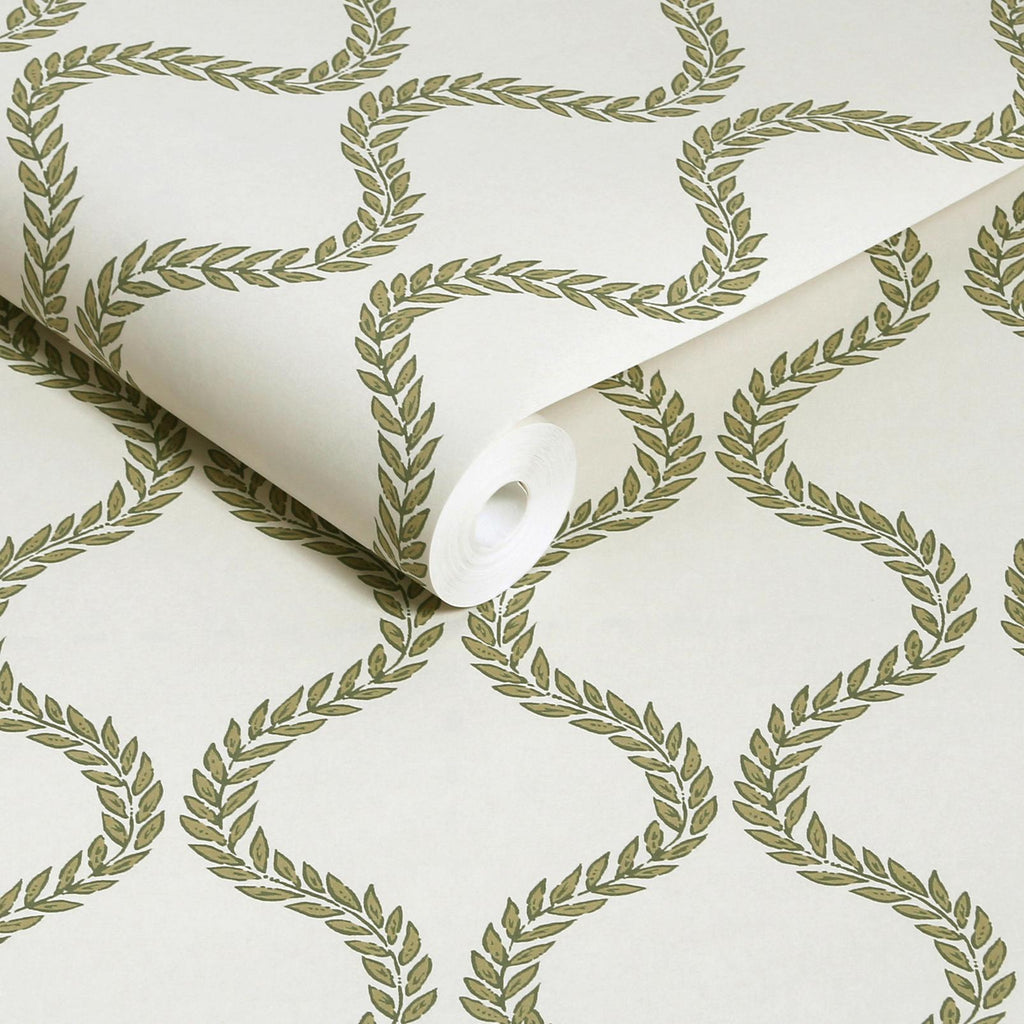 Laurel Leaf Trellis Willow Wallpaper