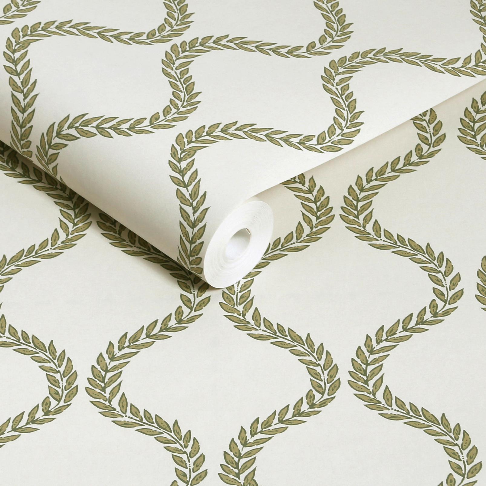 Laurel Leaf Trellis Willow Wallpaper
