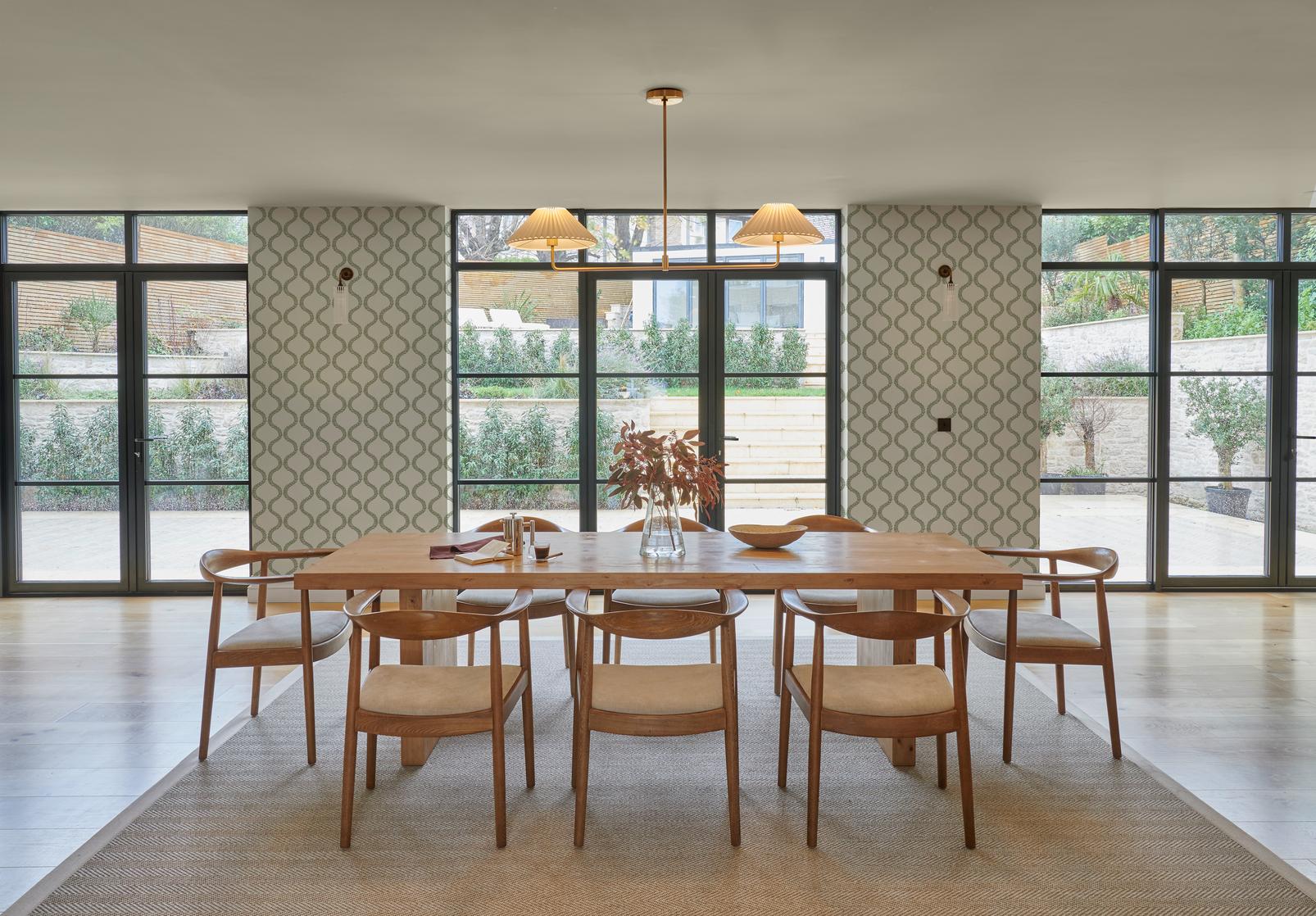 Laurel Leaf Trellis Willow Wallpaper