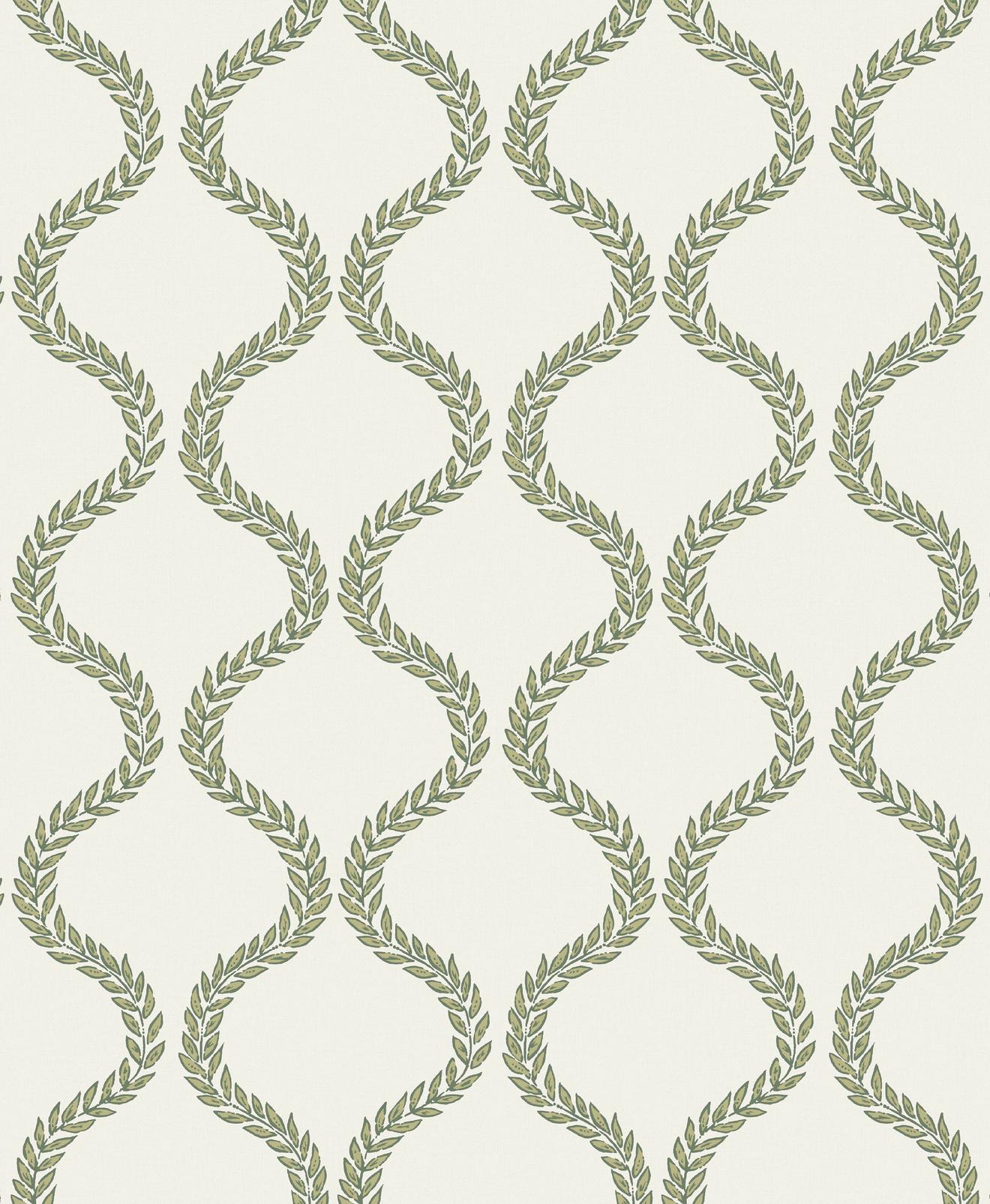 Laurel Leaf Trellis Willow Wallpaper