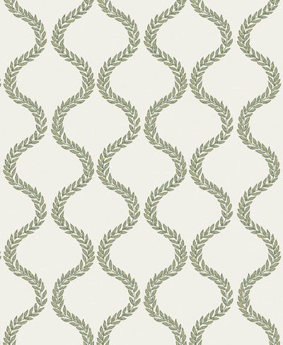 Laurel Leaf Trellis Willow Wallpaper