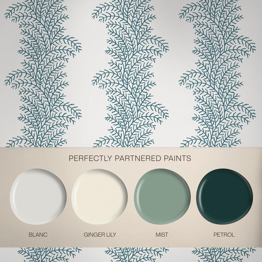Whispering Fern Navy Wallpaper