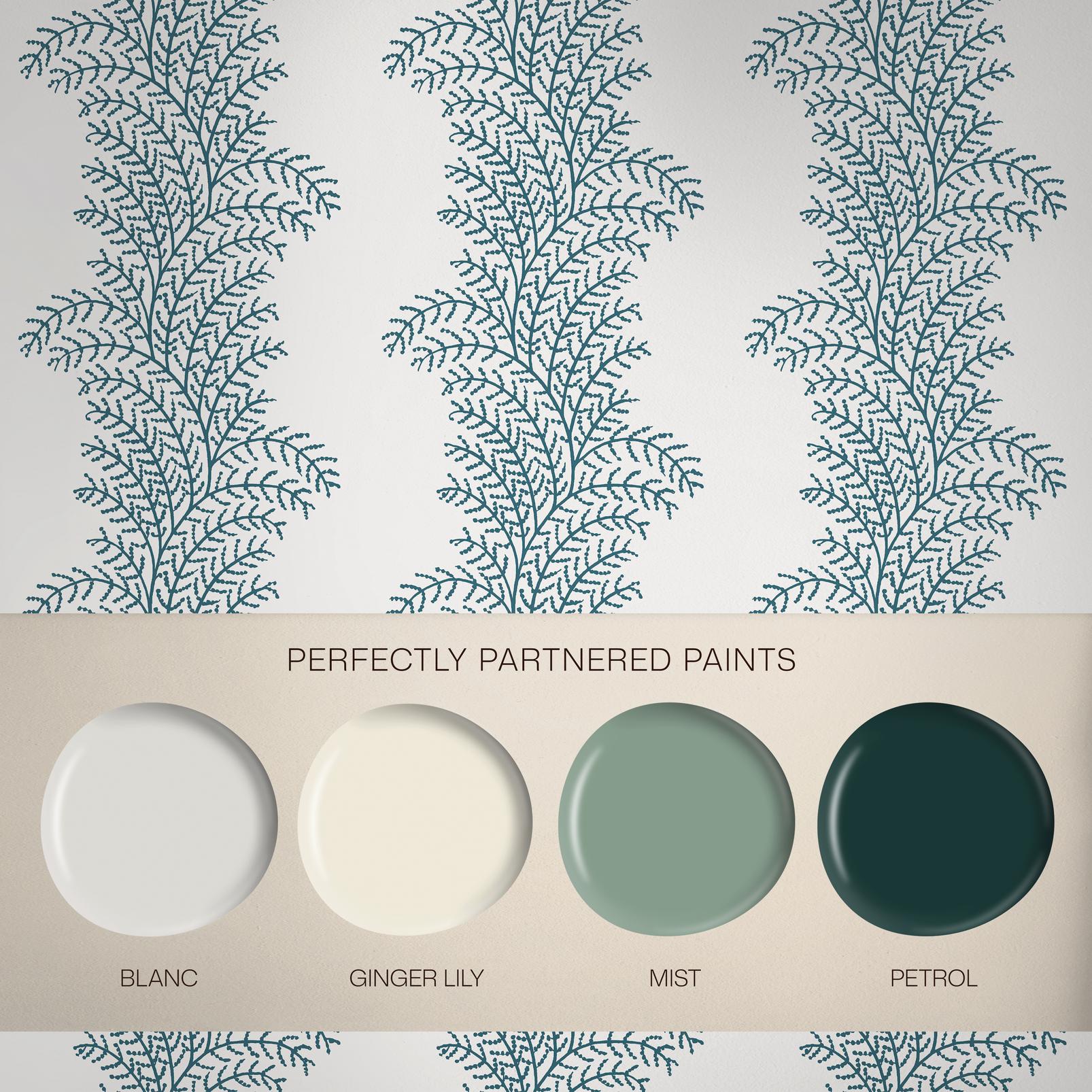Whispering Fern Navy Wallpaper