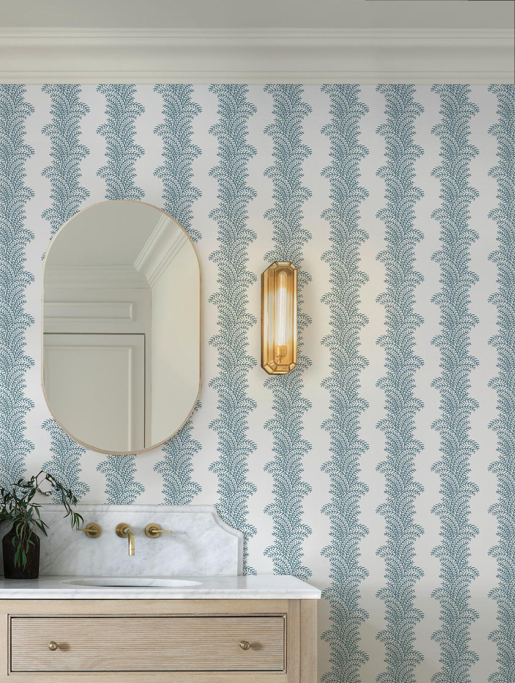 Whispering Fern Navy Wallpaper