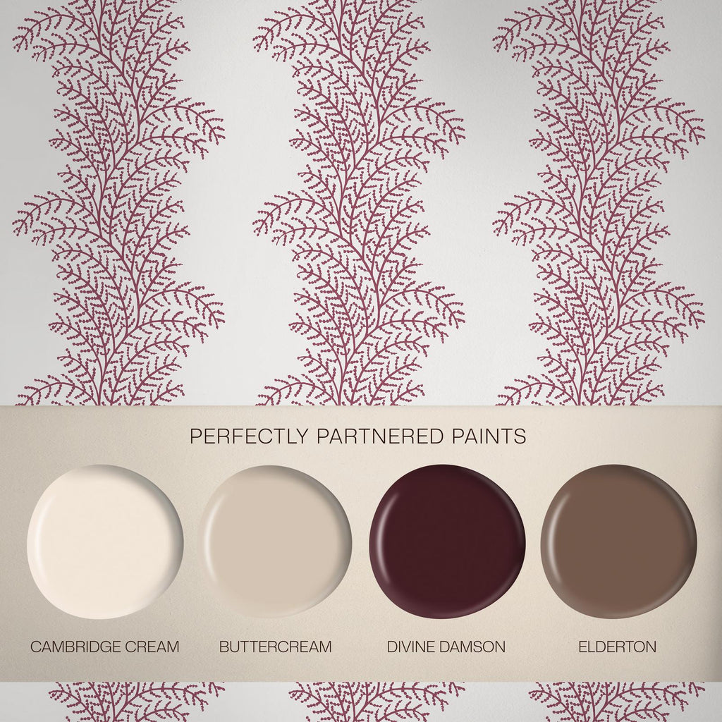 Whispering Fern Divine Damson Wallpaper