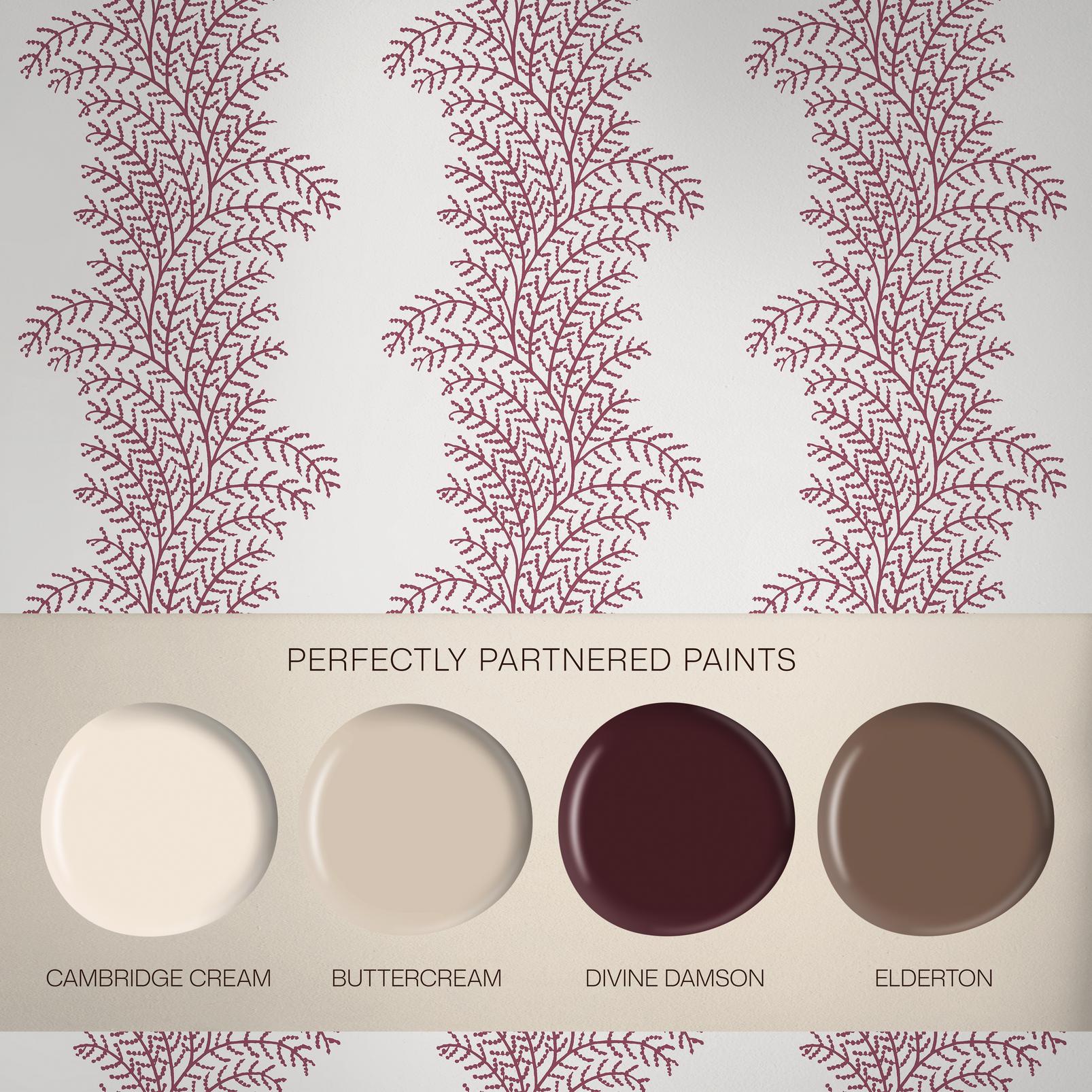Whispering Fern Divine Damson Wallpaper
