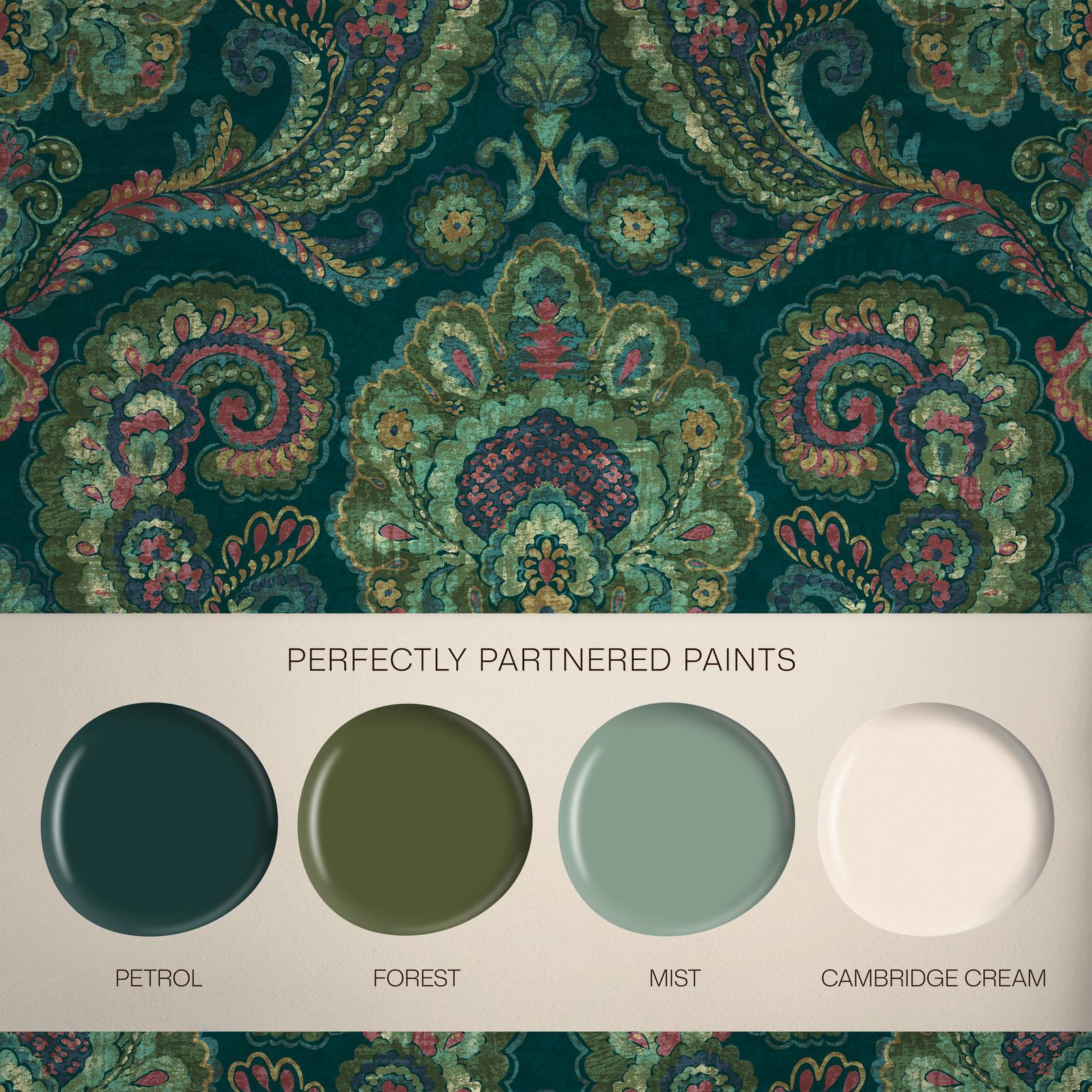 Paisley Tapestry Teal Wallpaper