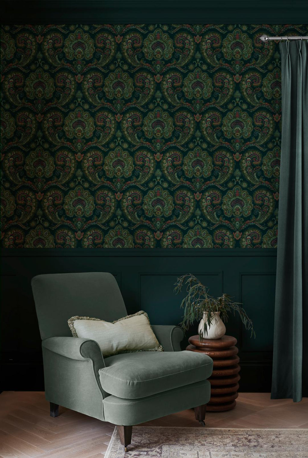 Paisley Tapestry Teal Wallpaper