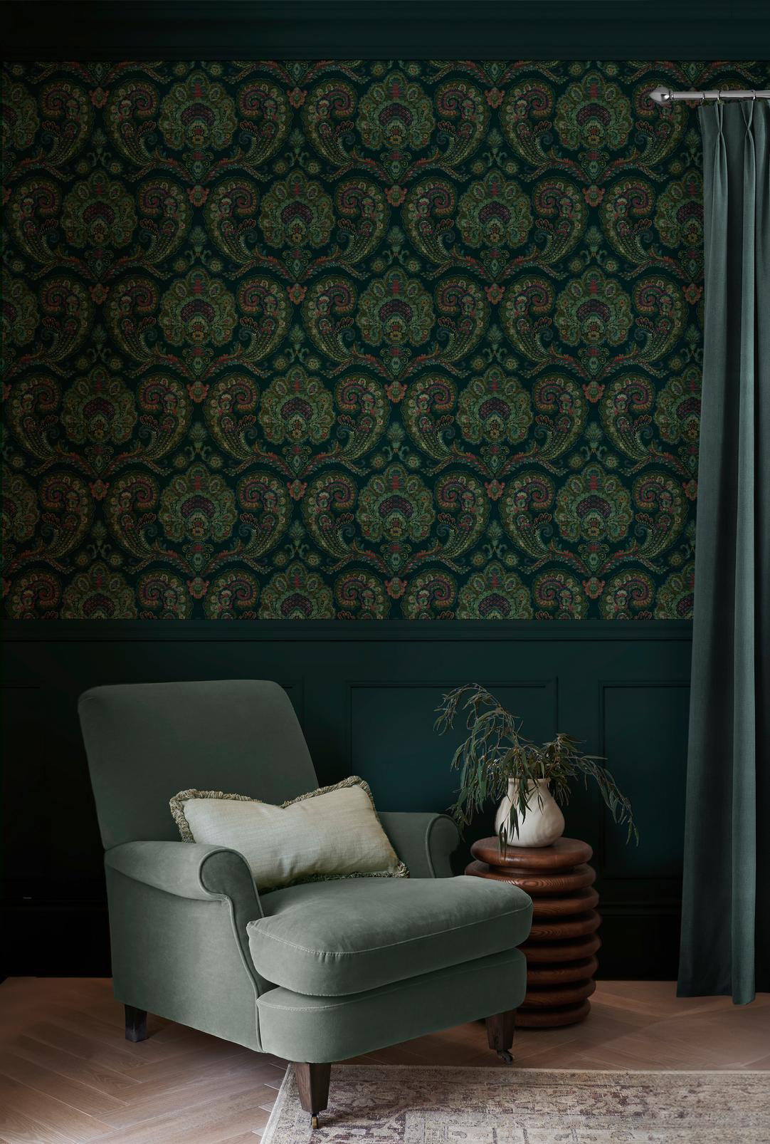 Paisley Tapestry Teal Wallpaper