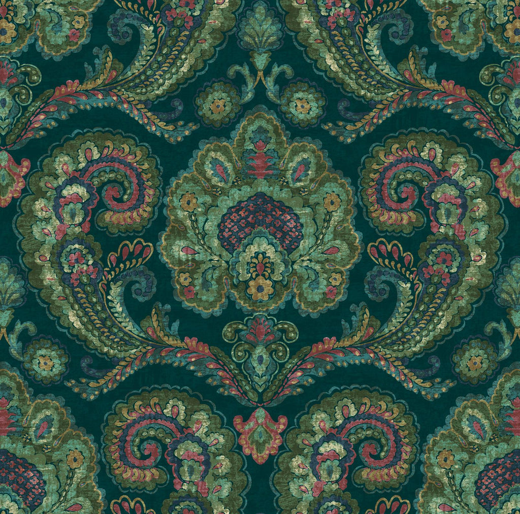 Paisley Tapestry Teal Wallpaper