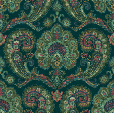 Paisley Tapestry Teal Wallpaper