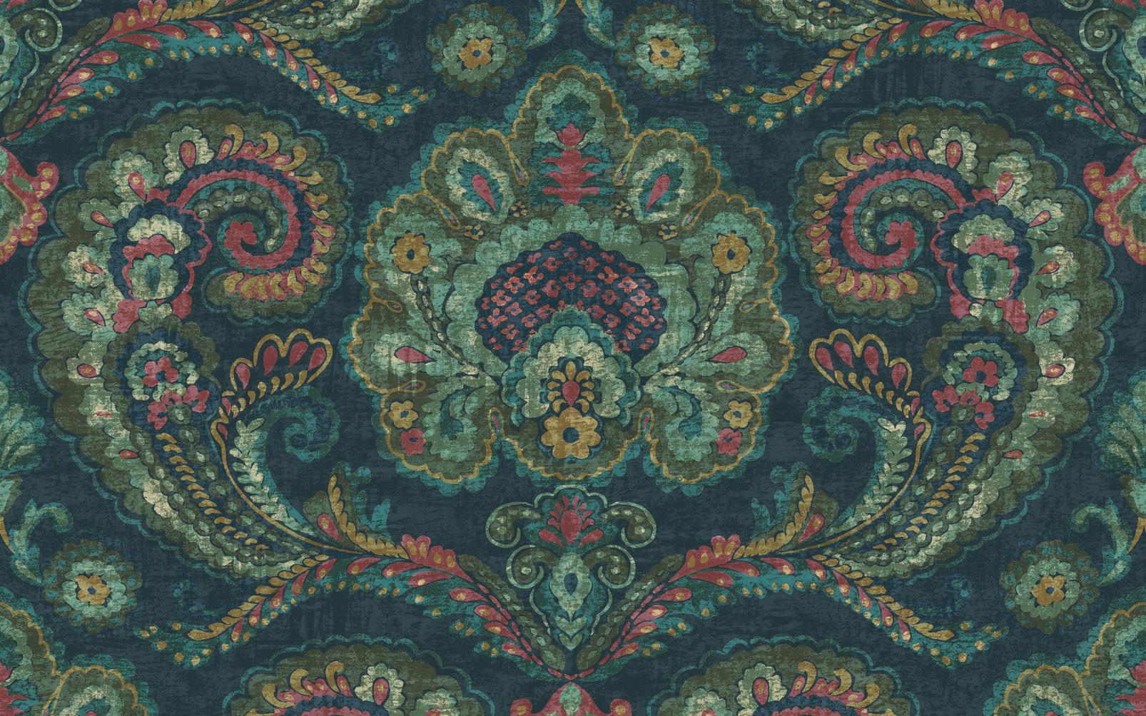Paisley Tapestry Teal Bespoke Mural