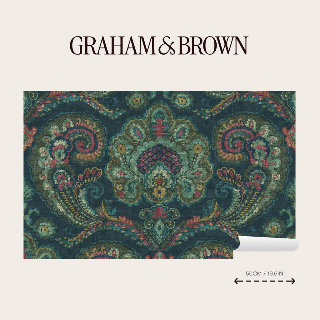Paisley Tapestry Teal Bespoke Mural