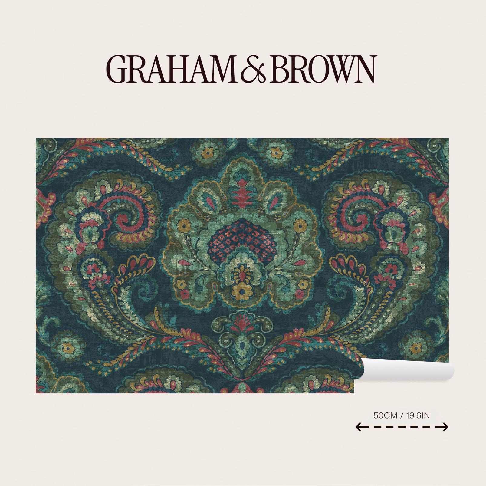 Paisley Tapestry Teal Bespoke Mural