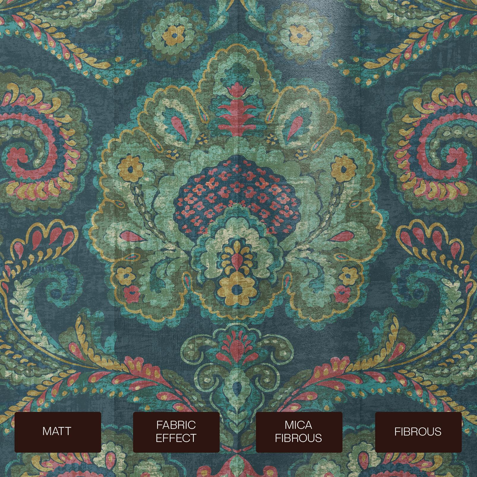 Paisley Tapestry Teal Bespoke Mural