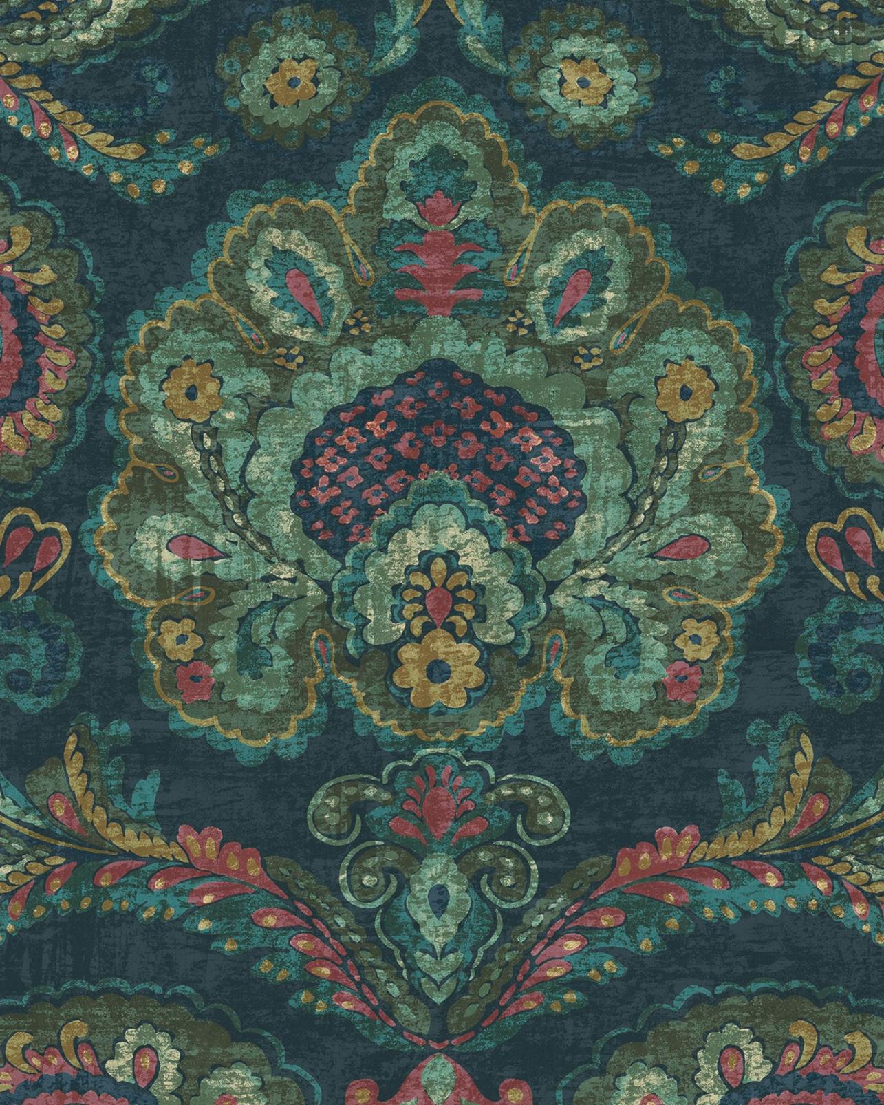 Paisley Tapestry Teal Bespoke Mural