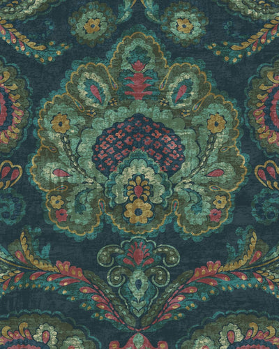 Paisley Tapestry Teal Bespoke Mural