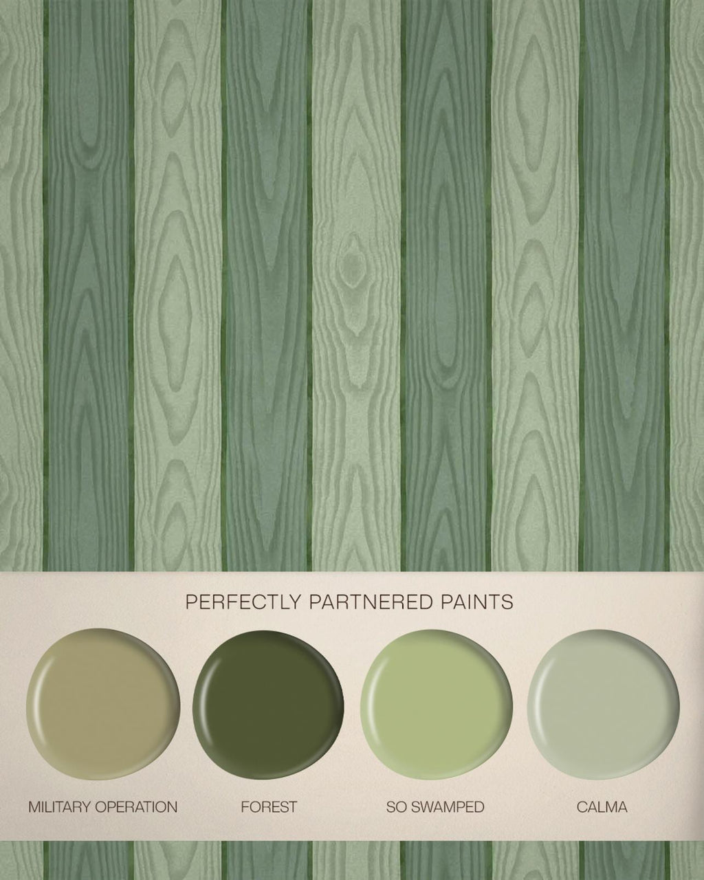 Kate Berry Moire Faux Bois Moss Wallpaper