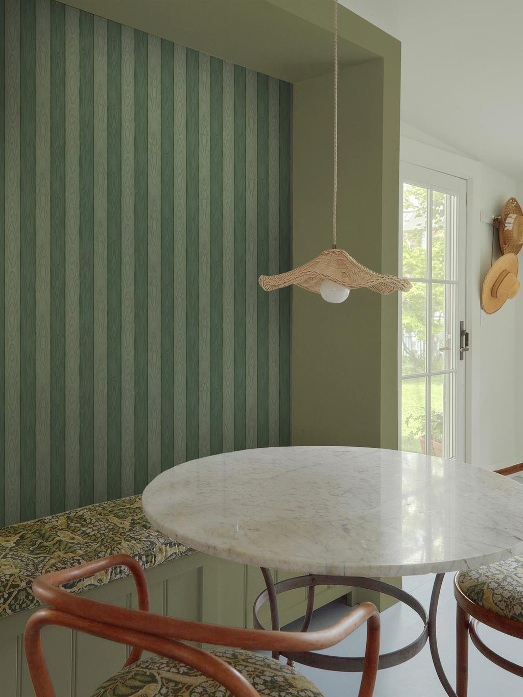 Kate Berry Moire Faux Bois Moss Wallpaper