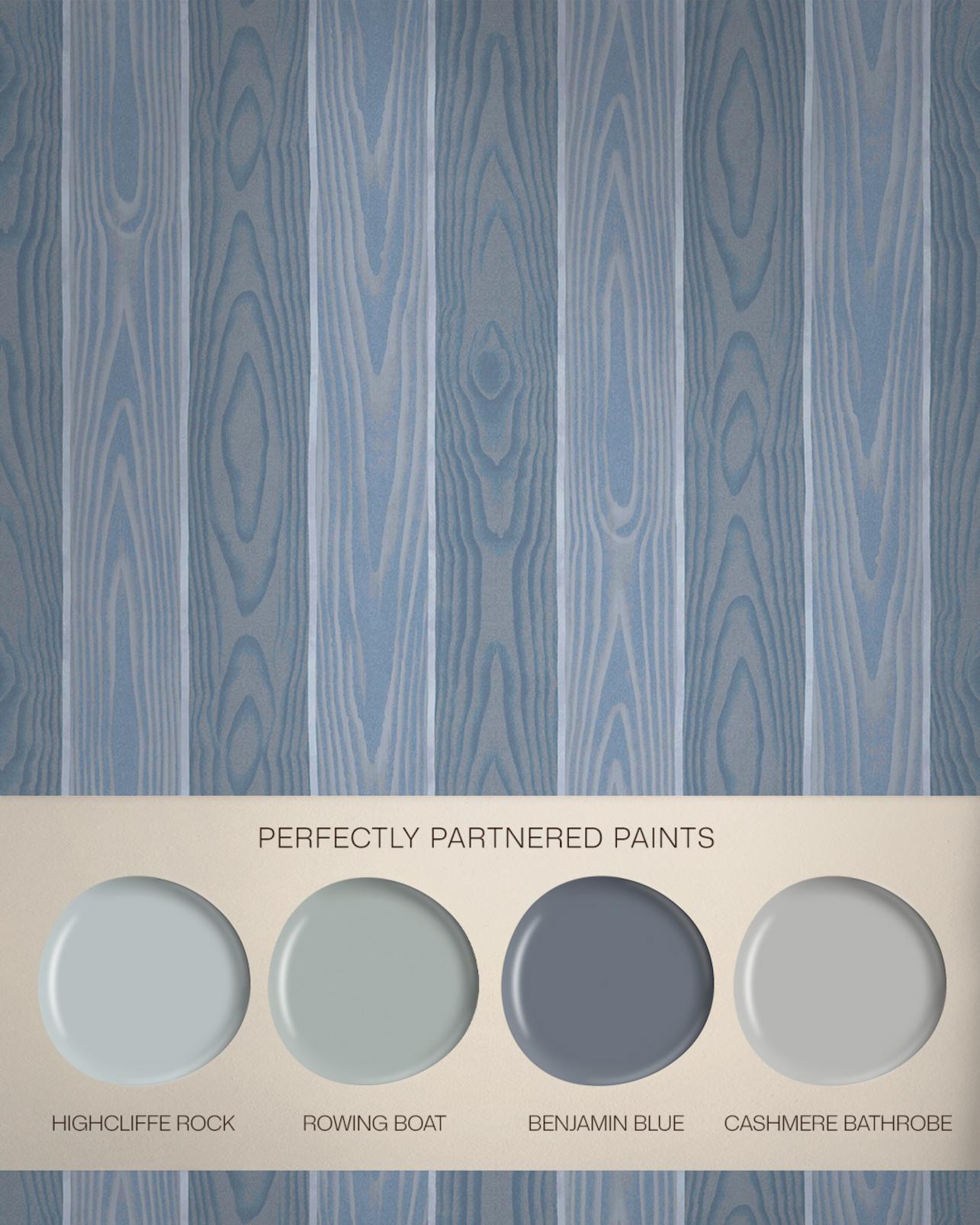 Kate Berry Moire Faux Bois Sky Wallpaper