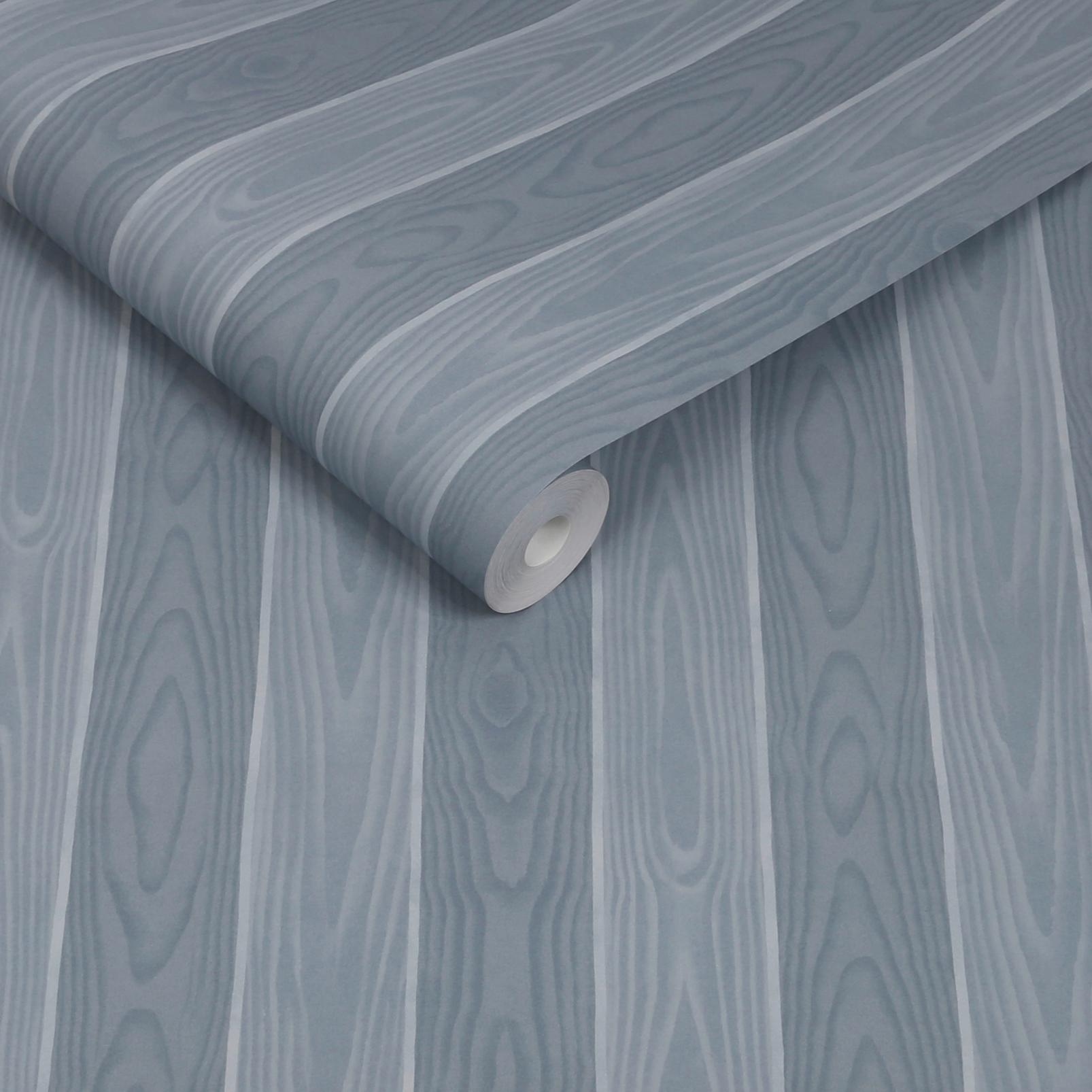 Kate Berry Moire Faux Bois Sky Wallpaper