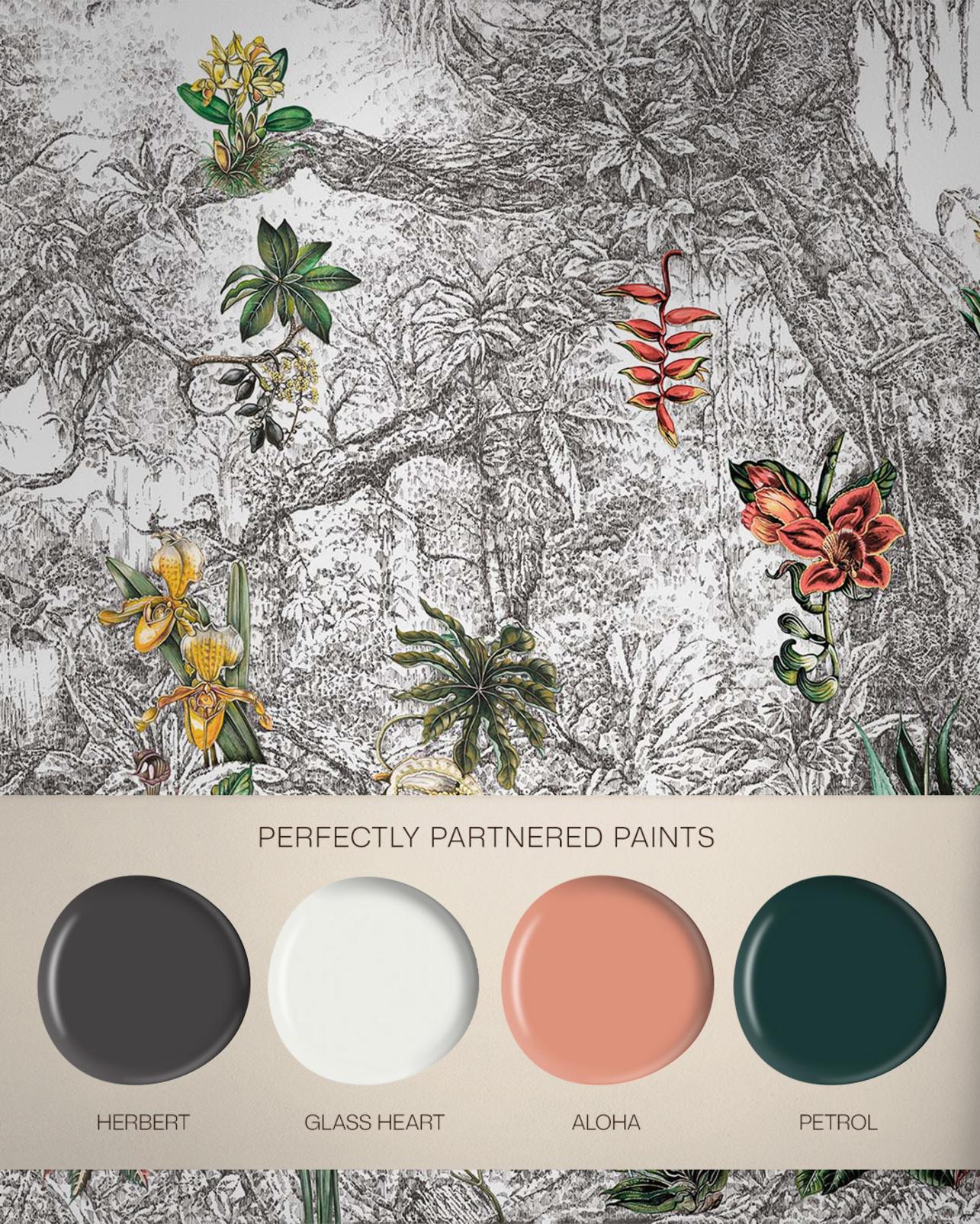 Whispering Tropics Ivory Panoramic Bespoke Mural