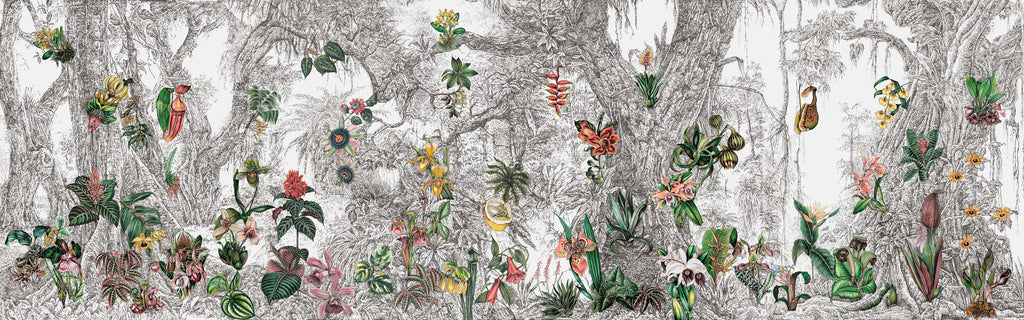 Whispering Tropics Ivory Panoramic Bespoke Mural