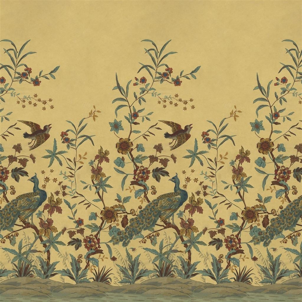 Peacock Toile Scene 1 Sepia (Picture Book Wallpapers II)