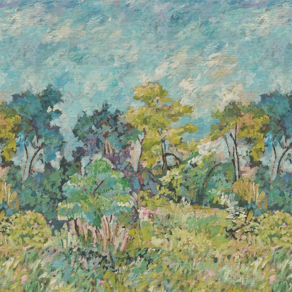 Foret Impressionniste Grasscloth Celadon (Scenes & Murals III)