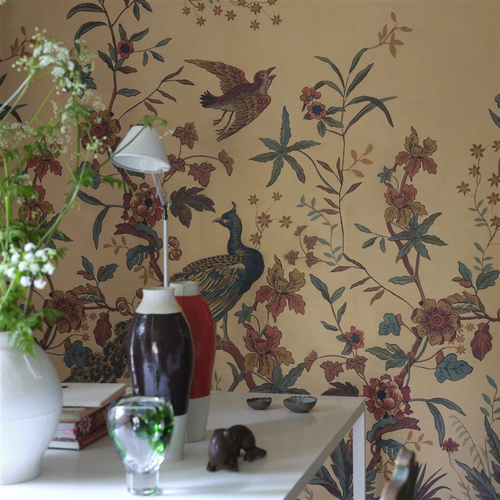 Peacock Toile Scene 1 Sepia (Picture Book Wallpapers II)