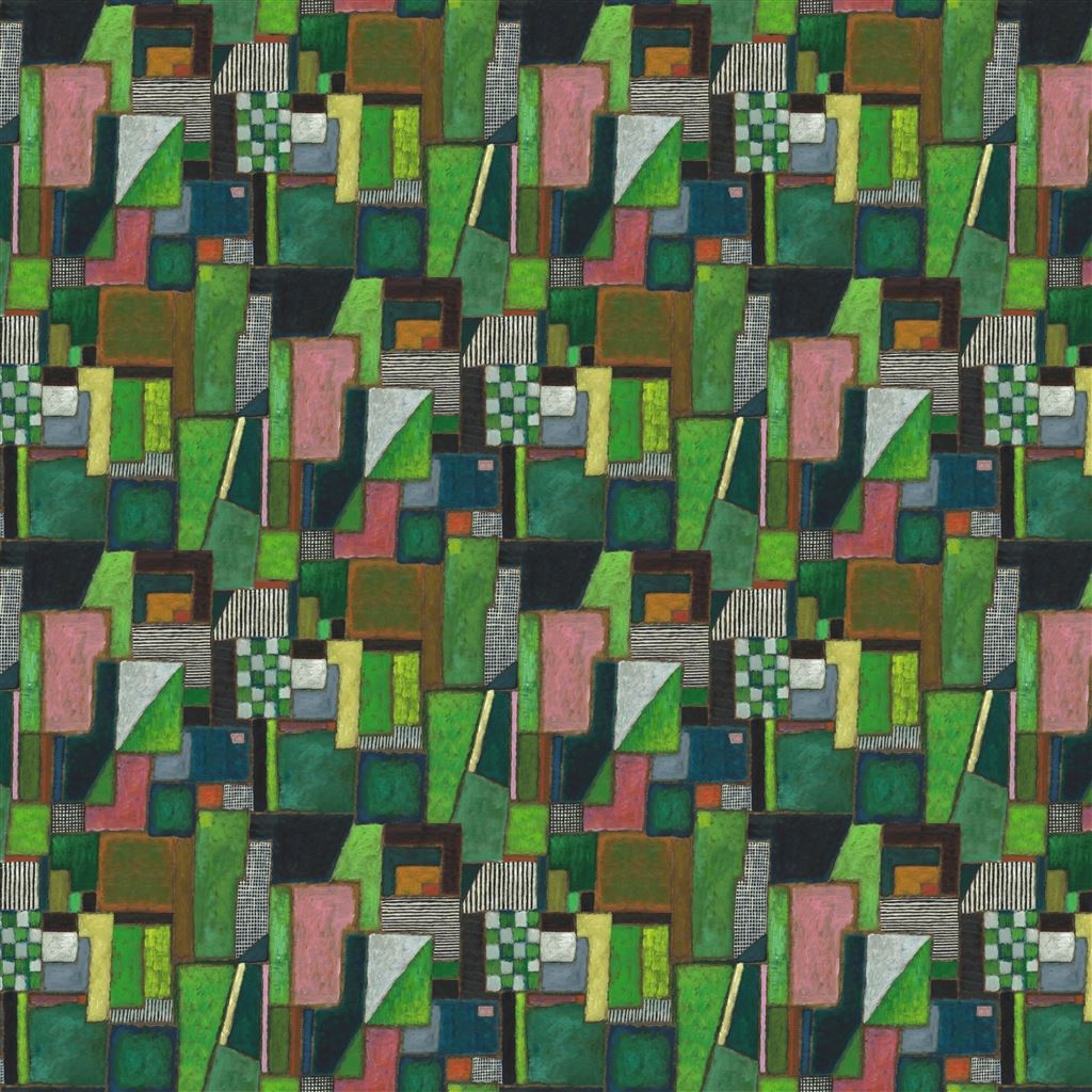 Raku Patchwork Emerald (Pottery Studio Fabrics, Braids &)