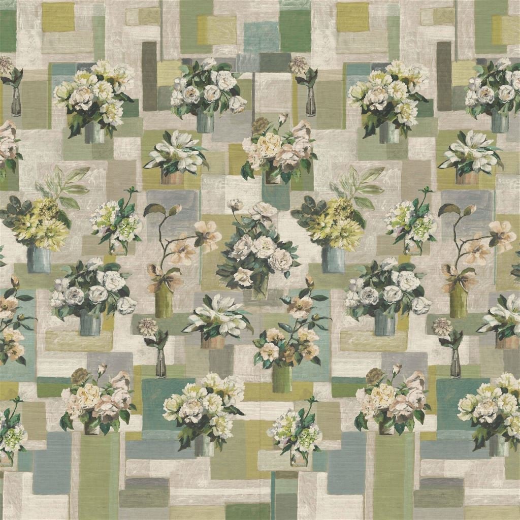 Celadon Vase Grasscloth Celadon (Pottery Studio Fabrics, Braids &)