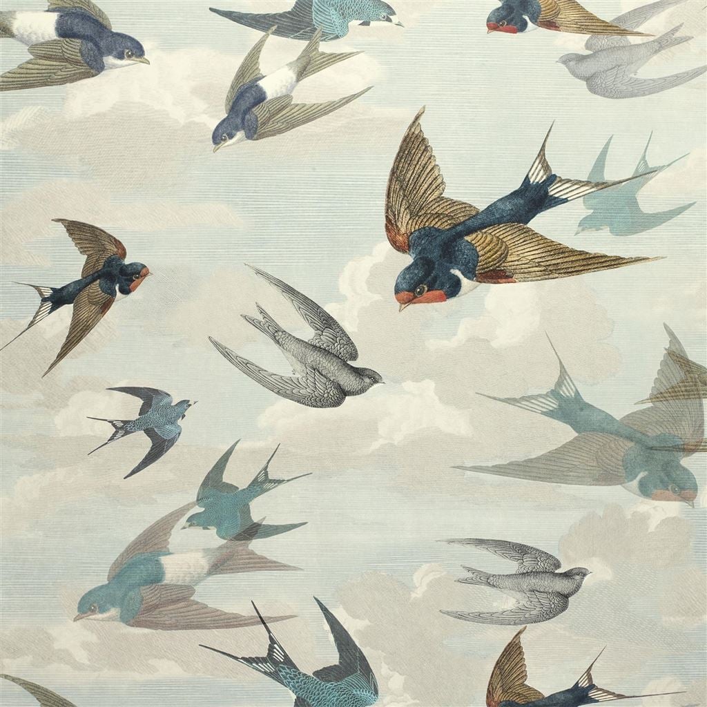 Chimney Swallows Sky Blue (Picture Book Wallpapers II)