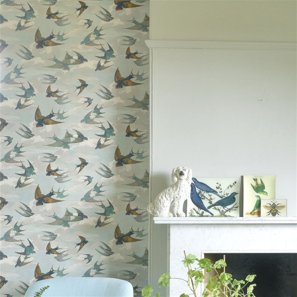 Chimney Swallows Sky Blue (Picture Book Wallpapers II)