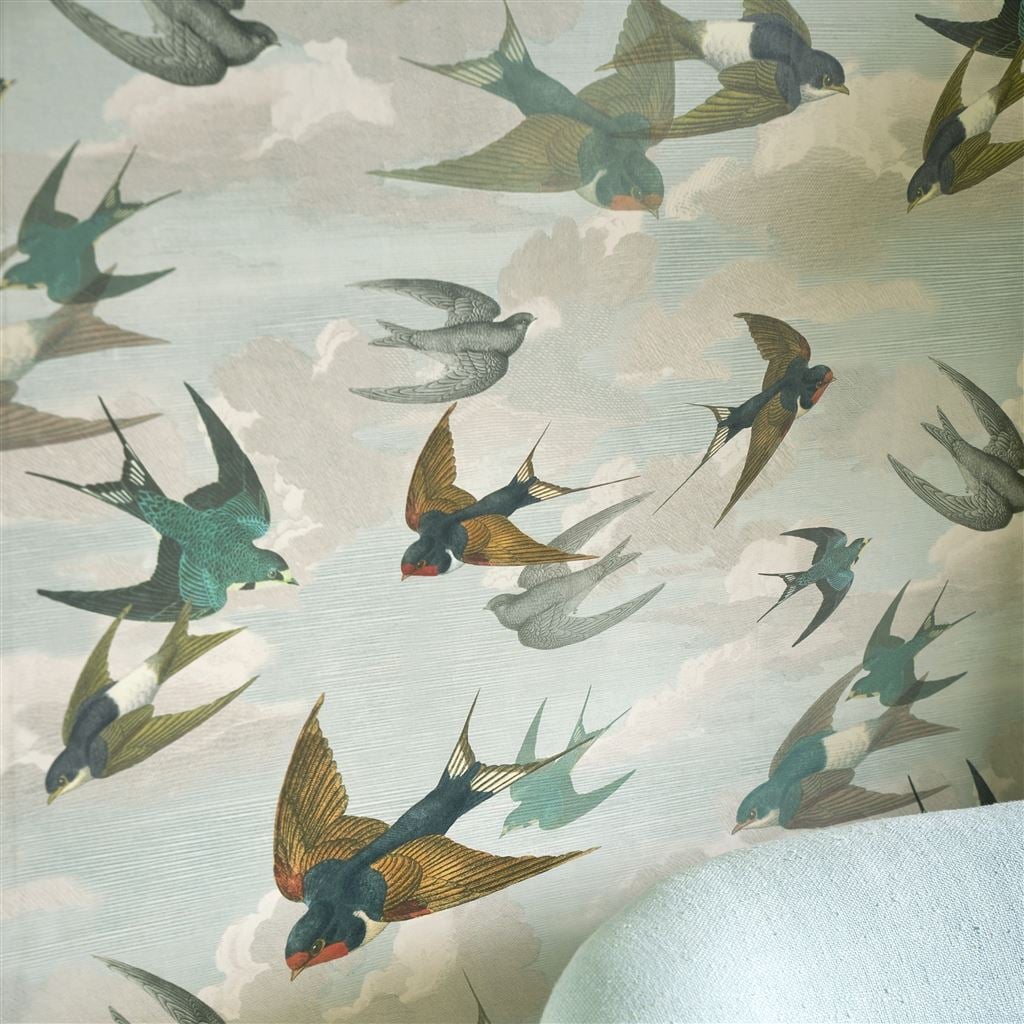 Chimney Swallows Sky Blue (Picture Book Wallpapers II)