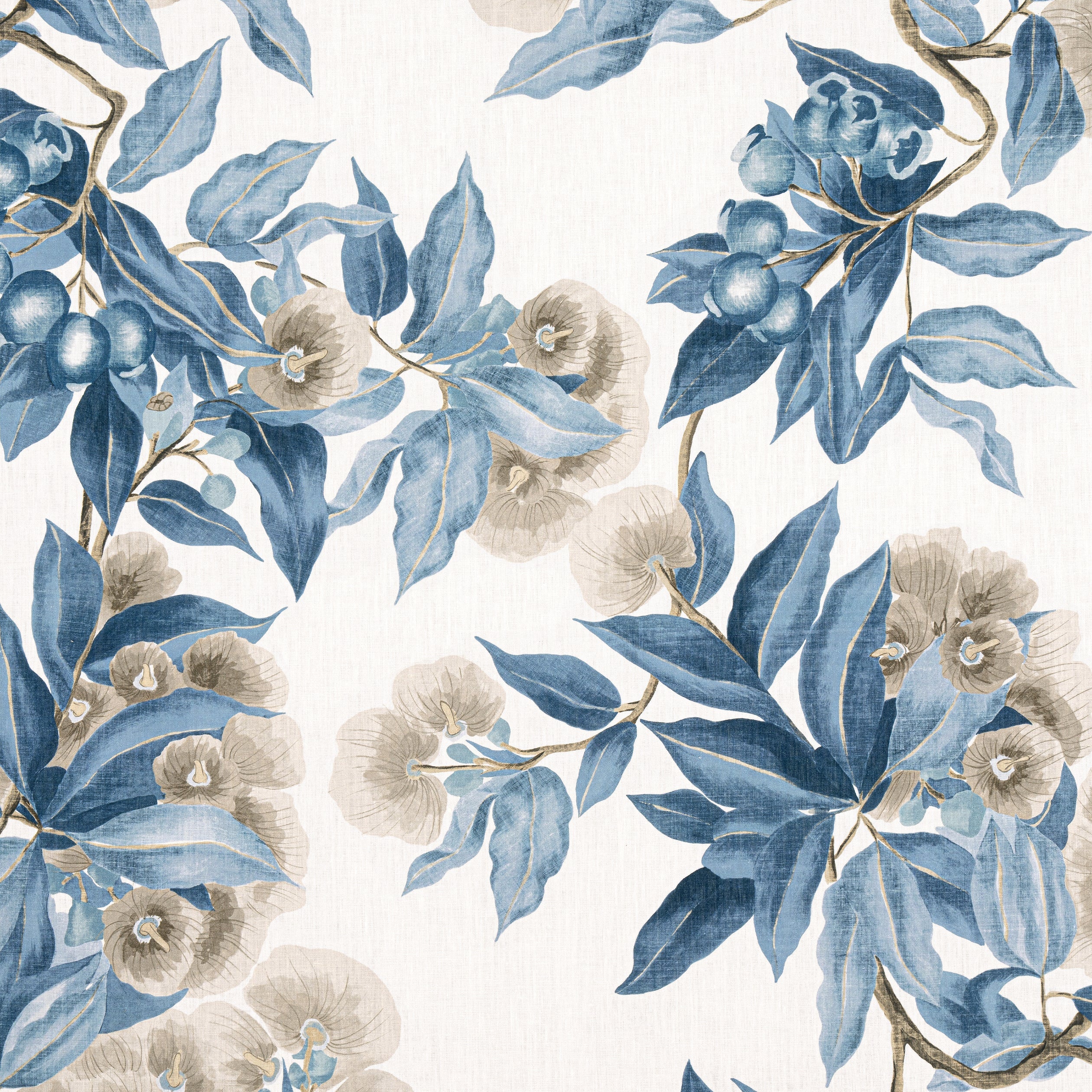 CAMELLIA GARDEN - Linen and Navy