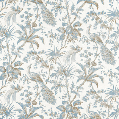 PEACOCK TOILE - Soft Blue and Beige