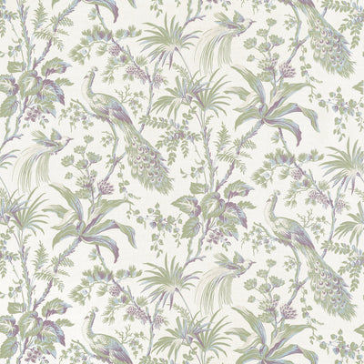 PEACOCK TOILE - Green and Plum