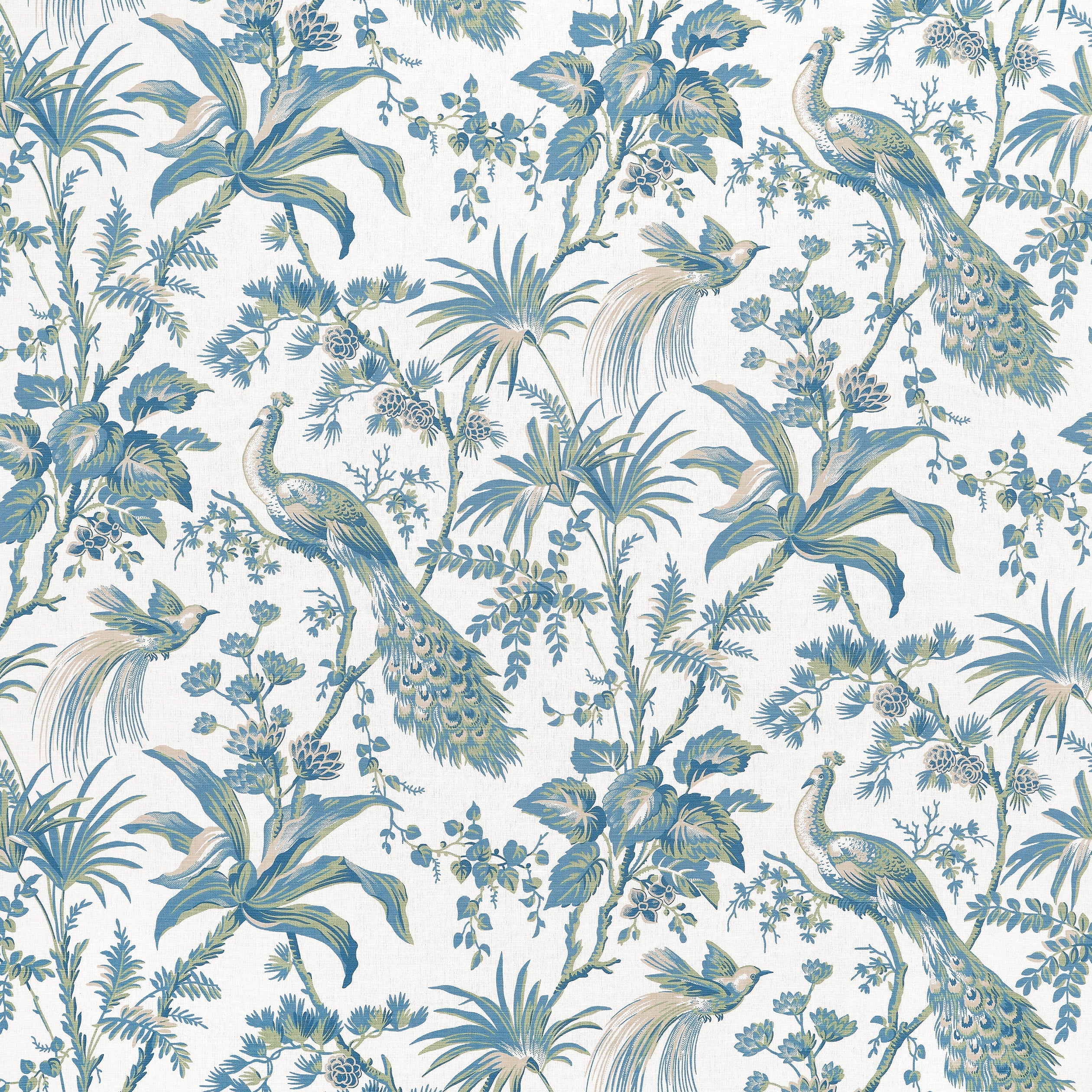 PEACOCK TOILE - Blue and Green