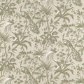 PEACOCK TOILE - Green on Natural