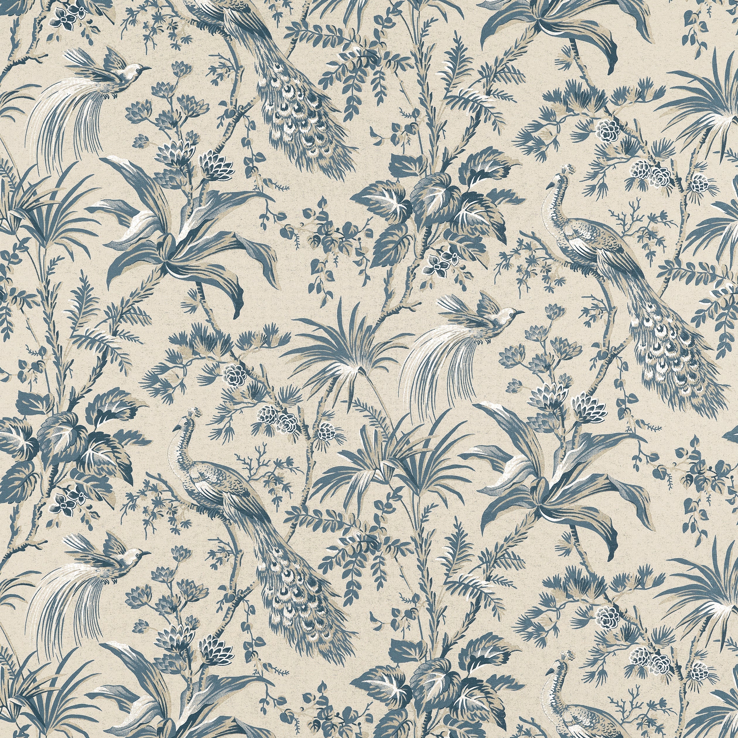PEACOCK TOILE - Slate and Black
