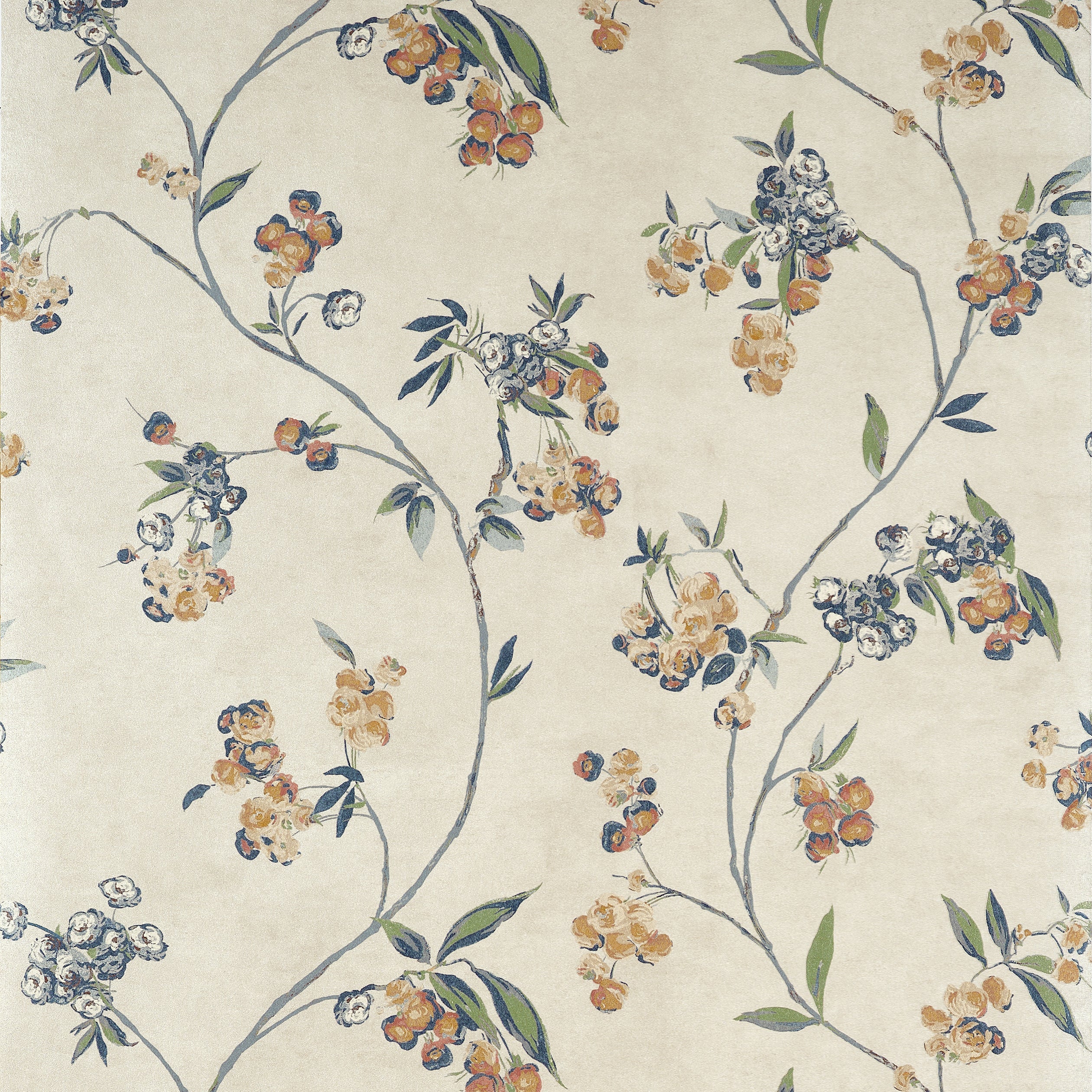 EDO BLOOM - Apricot and Slate on Pearl