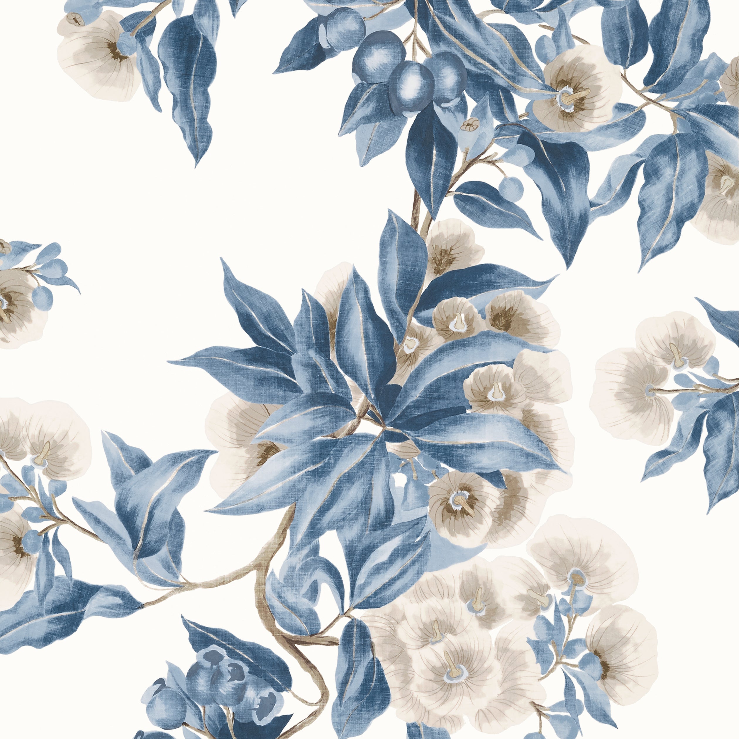 CAMELLIA GARDEN - Navy and Linen
