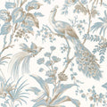 PEACOCK TOILE - Soft Blue and Beige