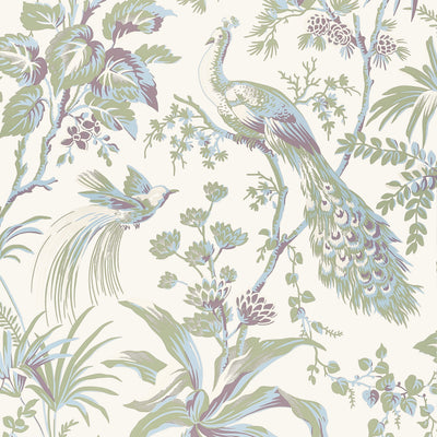 PEACOCK TOILE - Green and Plum
